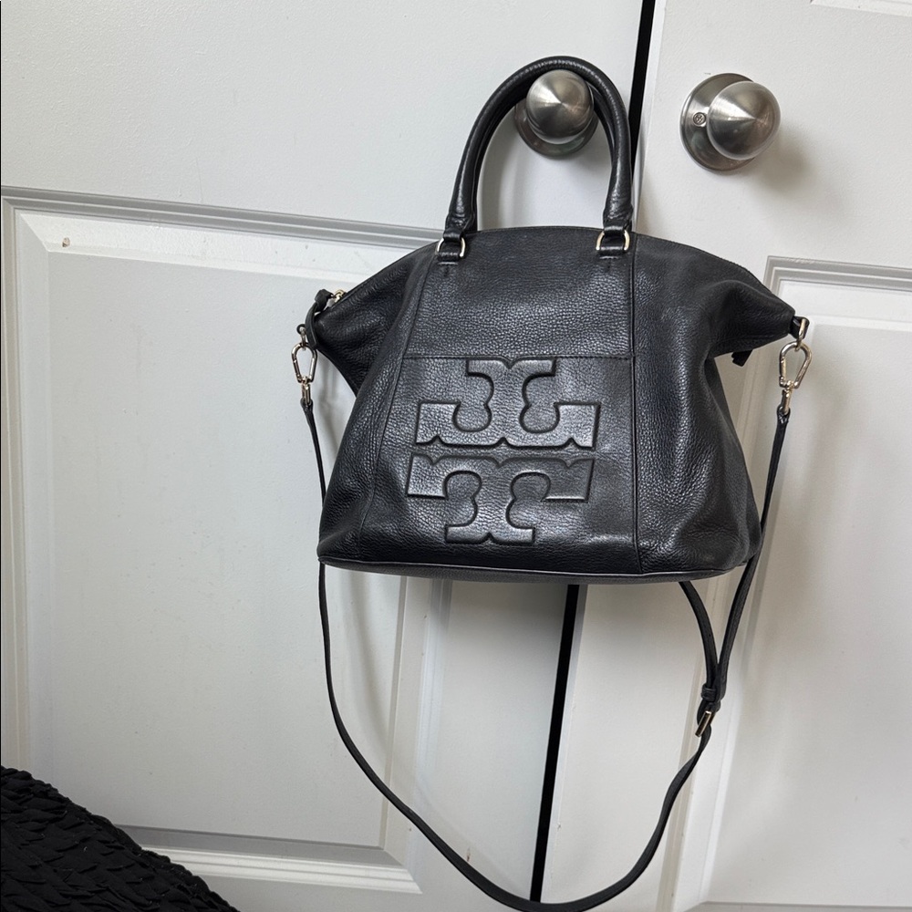 Tory Burch Black Satchel with Logo Detail
